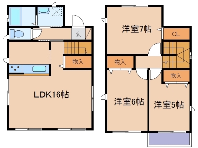 玉島中央町2丁目「ベルリード安原Ⅱ」　3LDK　賃料￥98,000