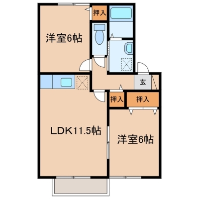 玉島乙島「エフロレンス山陽C」　2LDK　賃料￥48,000