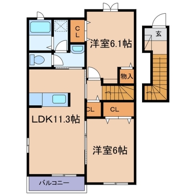 玉島長尾「エミネンス　アムールA」　2LDK　賃料￥59,000