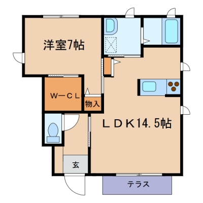 玉島爪崎「グレースコートD」　1LDK　賃料￥60,000